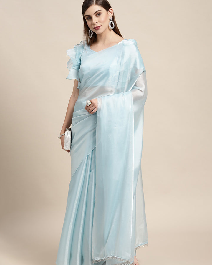 Sky Blue Color Jimi Silk Partywear Saree