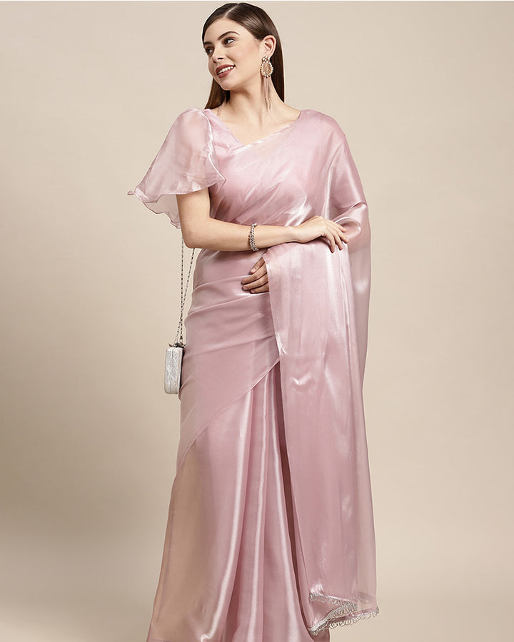 Light Pink Color Jimi Silk Partywear Saree