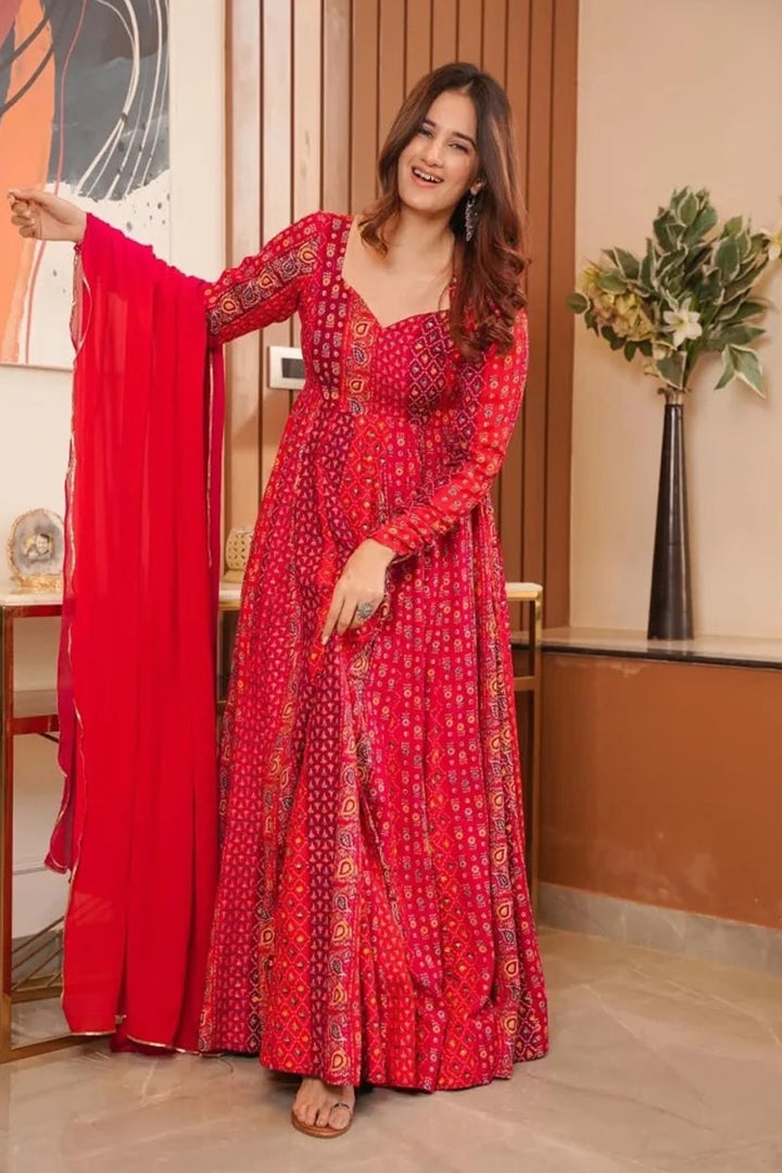 Maslin Silk 18 Kali Gown With Dupatta