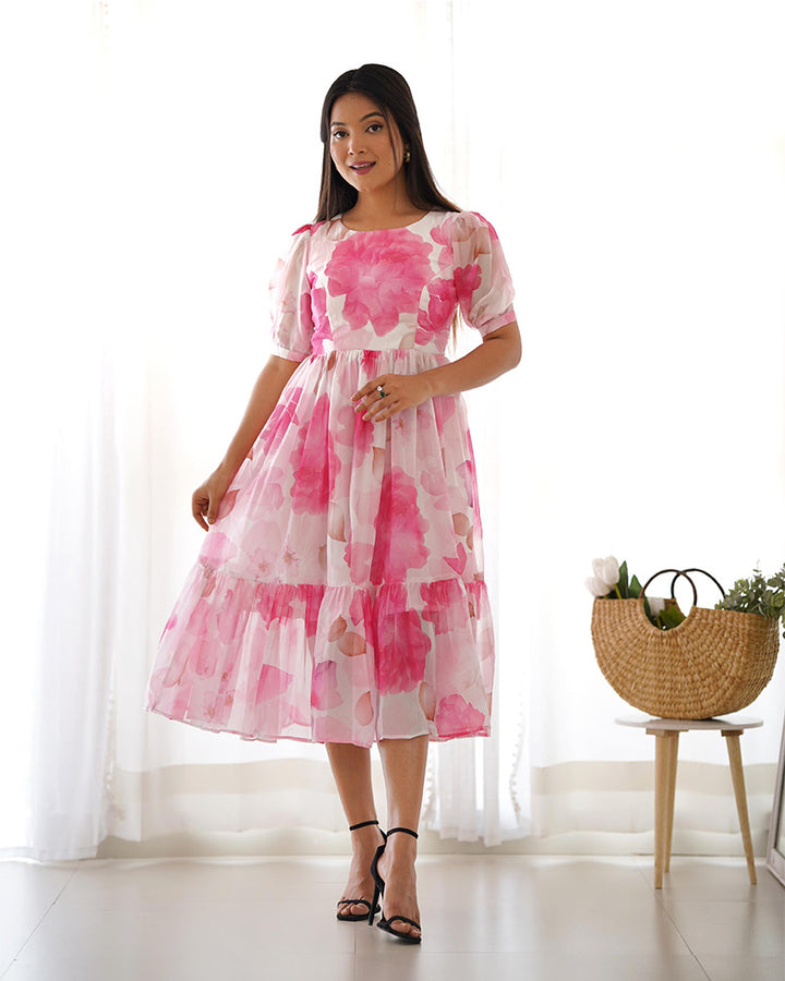 Designer Baby Pink Color Organza Tunic