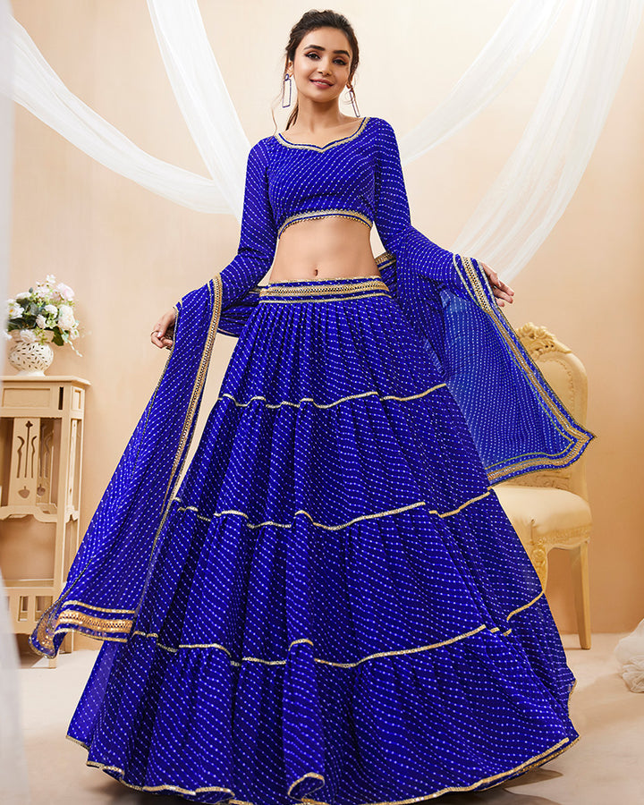 Blue Laheriya Print Georgette Lehenga Choli