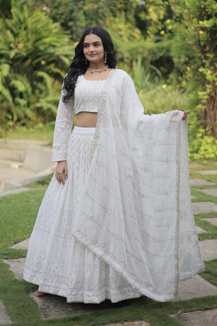 Off White Designer Georgette Lehenga Choli