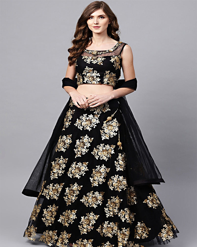 Black Net Sequence Lehenga Choli