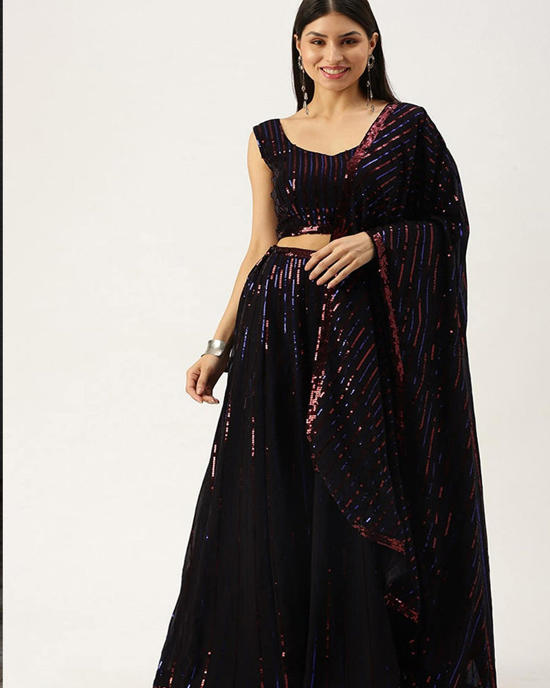 Black Georgette Designer Lehenga Choli