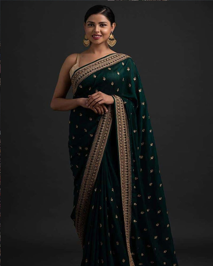 Heavy Designer Vichitra Silk Party Wear Saree