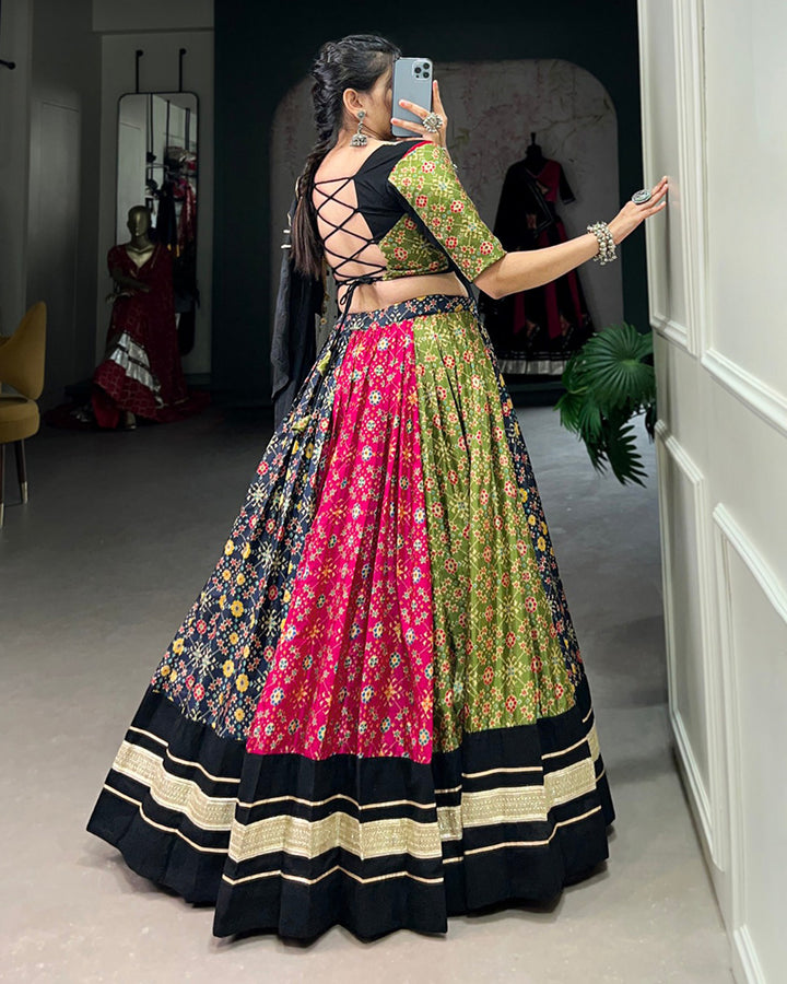 Multi Color Dola Silk Foil Printed Navratri Lehenga Choli