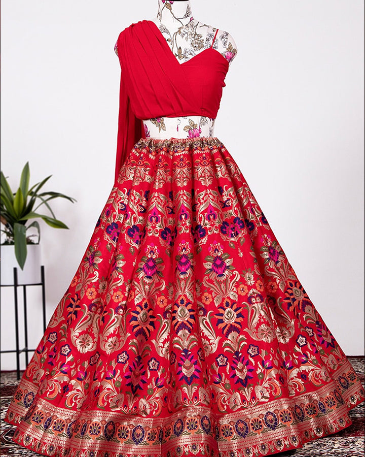 Red Color Amazing Banarasi Silk Lehenga Choli