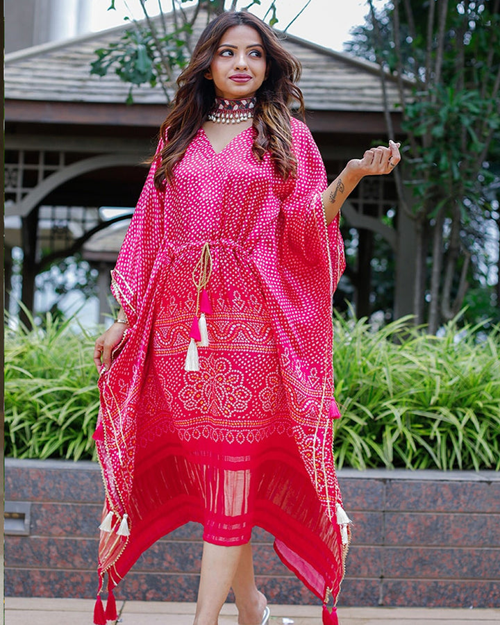 Pink Color Designer Pure Gaji Silk kaftan