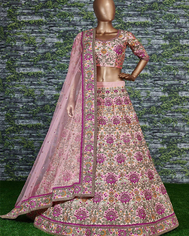 Taffeta Silk Lehenga Choli In Peach Color