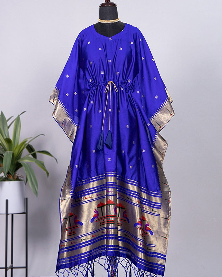 Navy Blue Color Amazing Jacquard Paithani  Kaftan