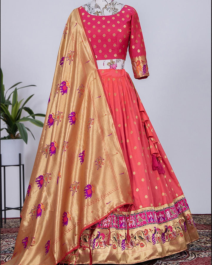 Pink Color Designer Jacquard silk Paithani Lehenga Choli