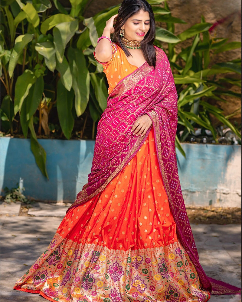 Orange Color Latest Lehenga Choli For Women