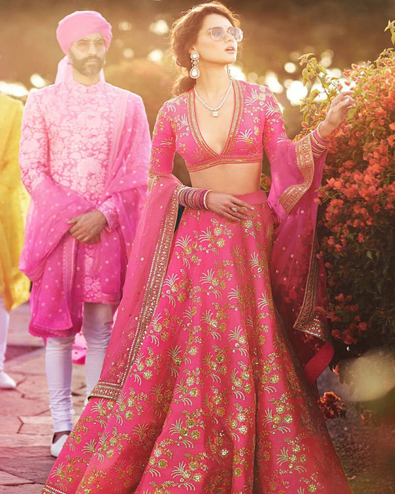 Pink Sequence Work Thai Silk Amazing Lehenga choli