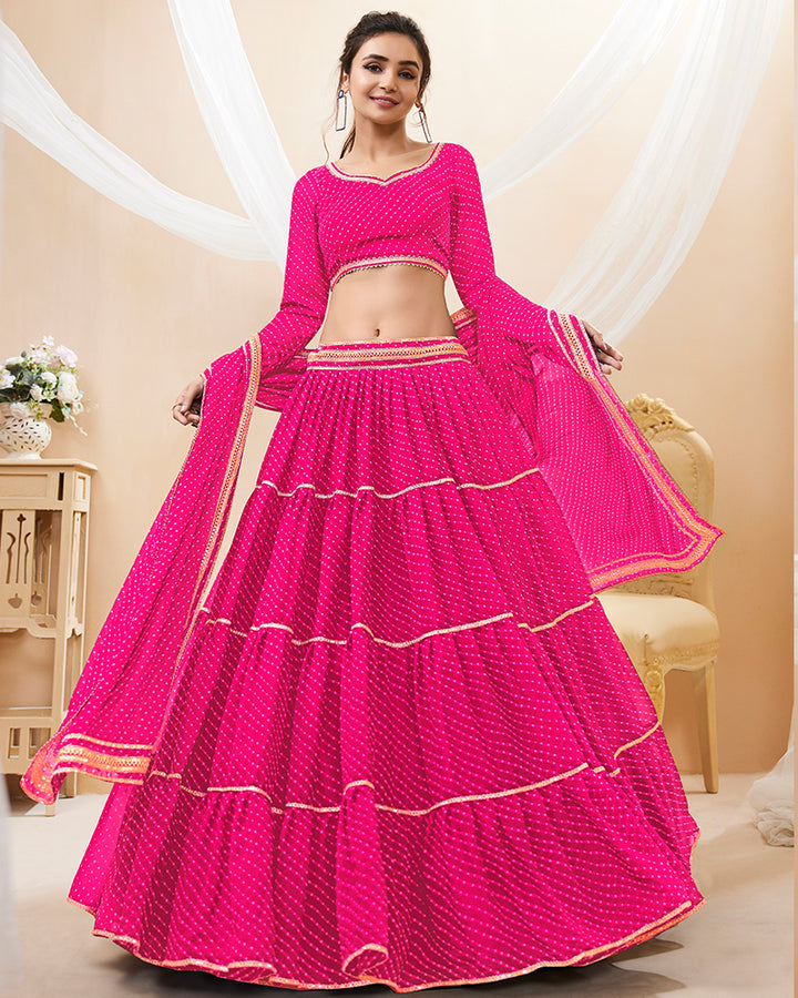 Pink Laheriya Print Georgette Lehenga Choli