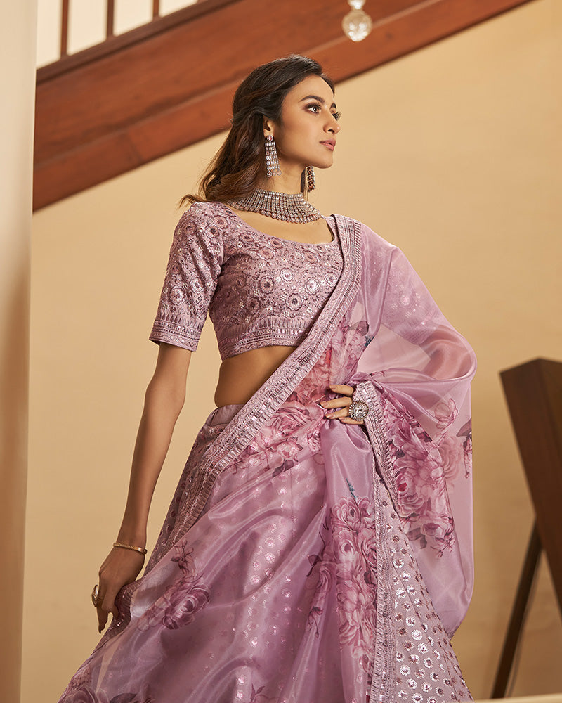 Dusty Pink Color Art Silk Designer Lehenga Choli