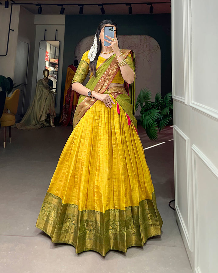 Yellow Kanjivaram Designer Lehenga Choli