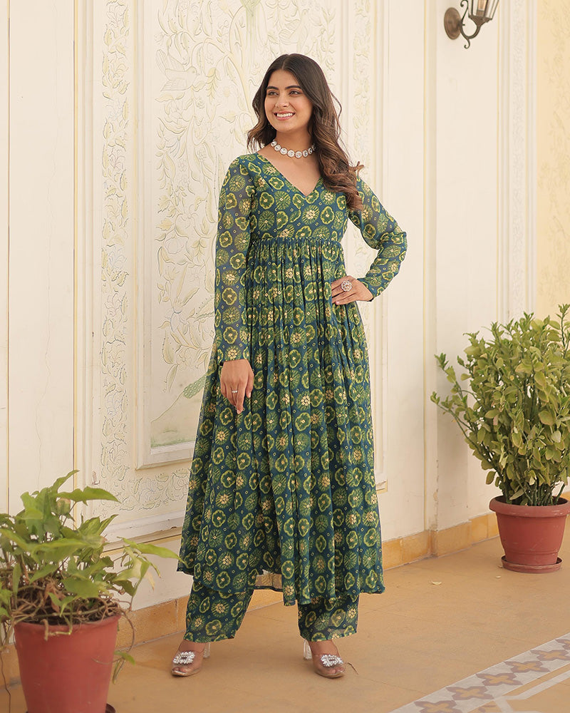 Rama Color Georgette foil Printed Co-Ord Set