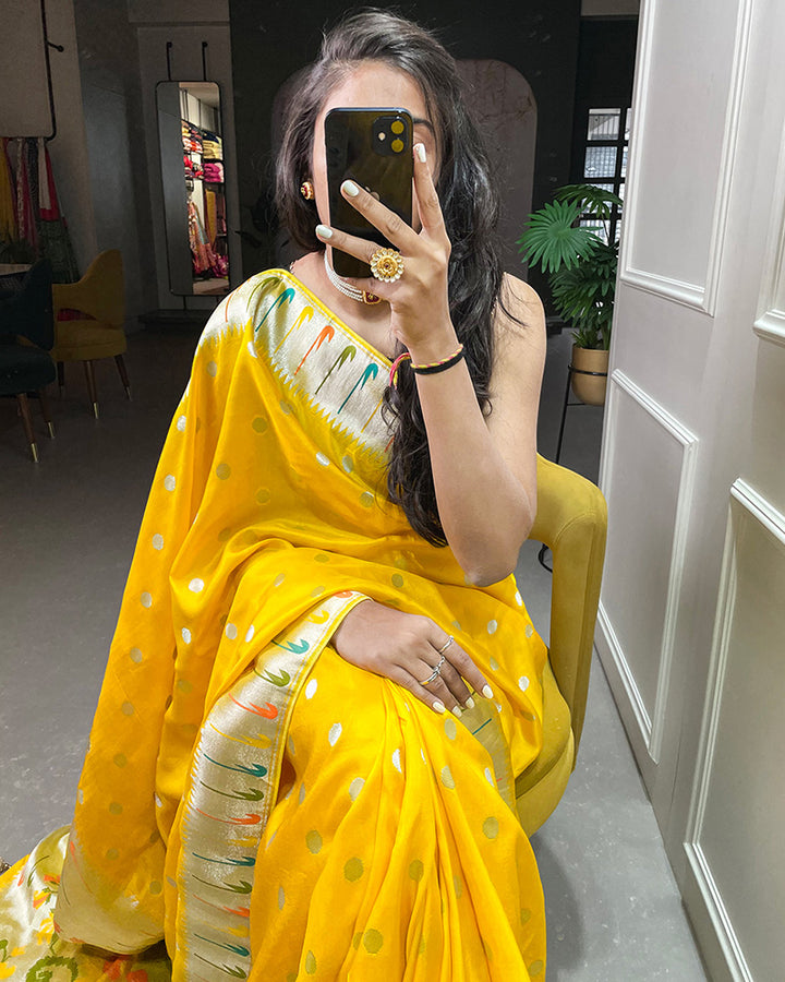 Designer Yellow color Pure Viscose Saree