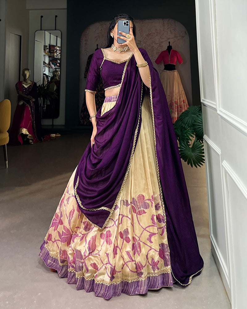 Purple Color Green Silk lehenga Choli