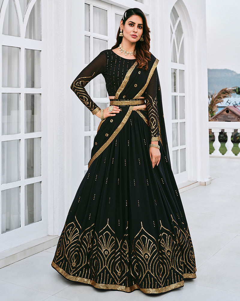 Black Color Georgette Designer Lehenga Choli