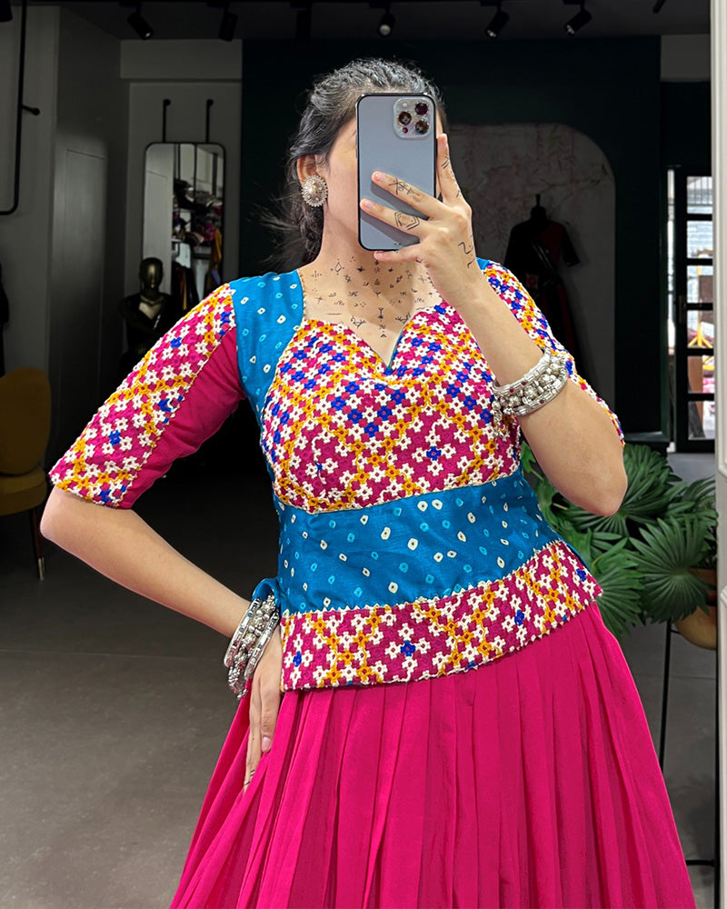 Navratri Wear Pink Color Cotton Lehenga Choli