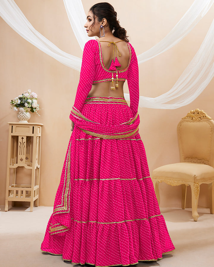 Pink Laheriya Print Georgette Lehenga Choli