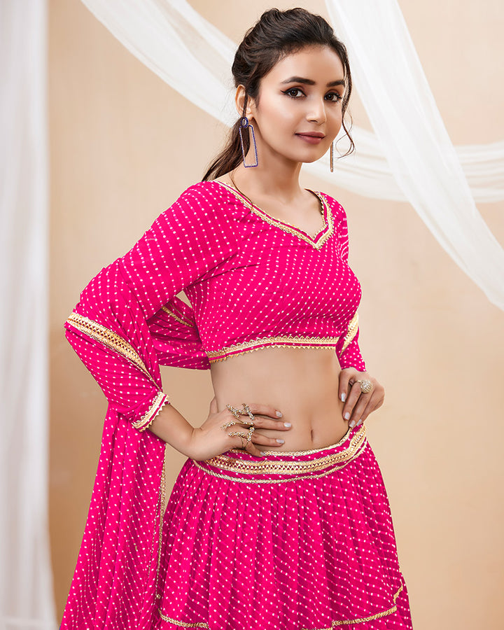 Pink Laheriya Print Georgette Lehenga Choli