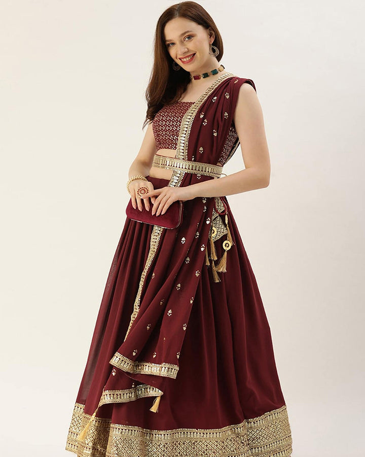 Maroon Georgette Designer Lehenga Choli