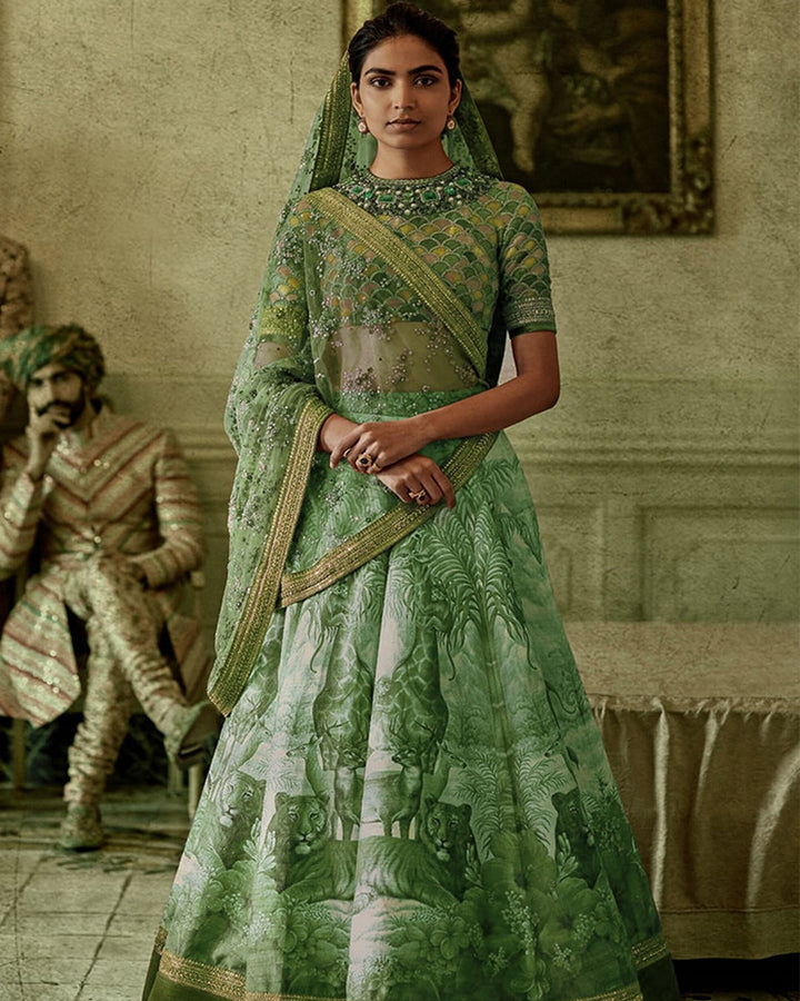 Green Chennai Silk Designer Lehenga Choli