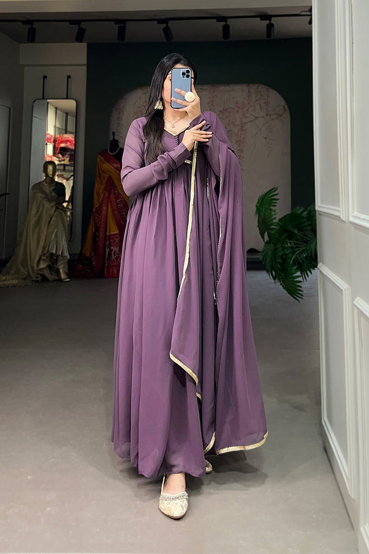 4 Color Designer Alia Style Soft Georgette Full Stitched Gown