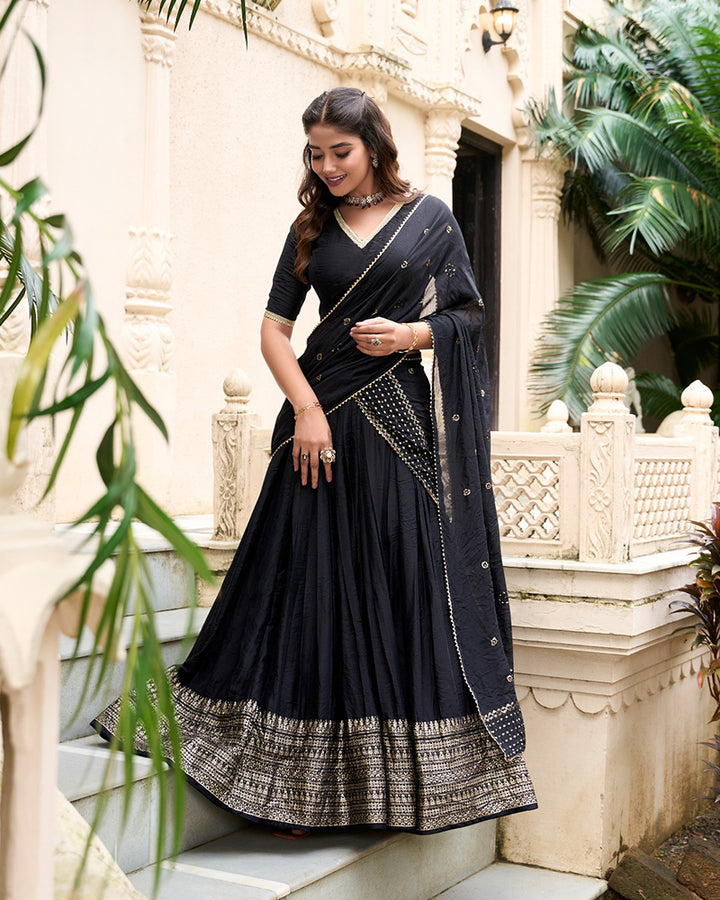 Black Color Pure Chanderi Zari Work lehenga Choli