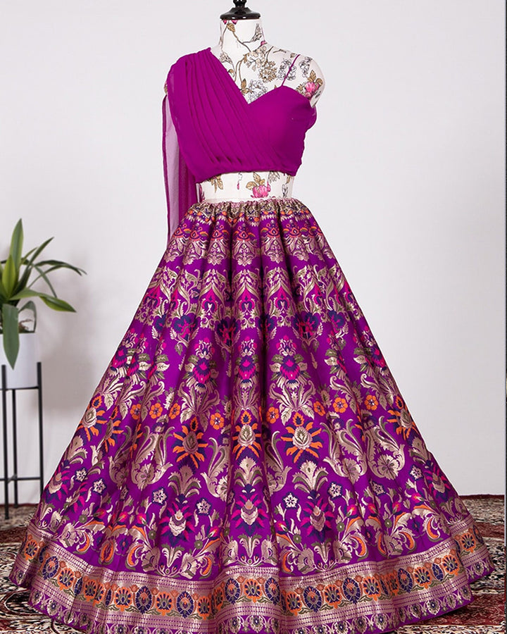 Purple Color Beautiful Banarasi Silk Lehenga Choli