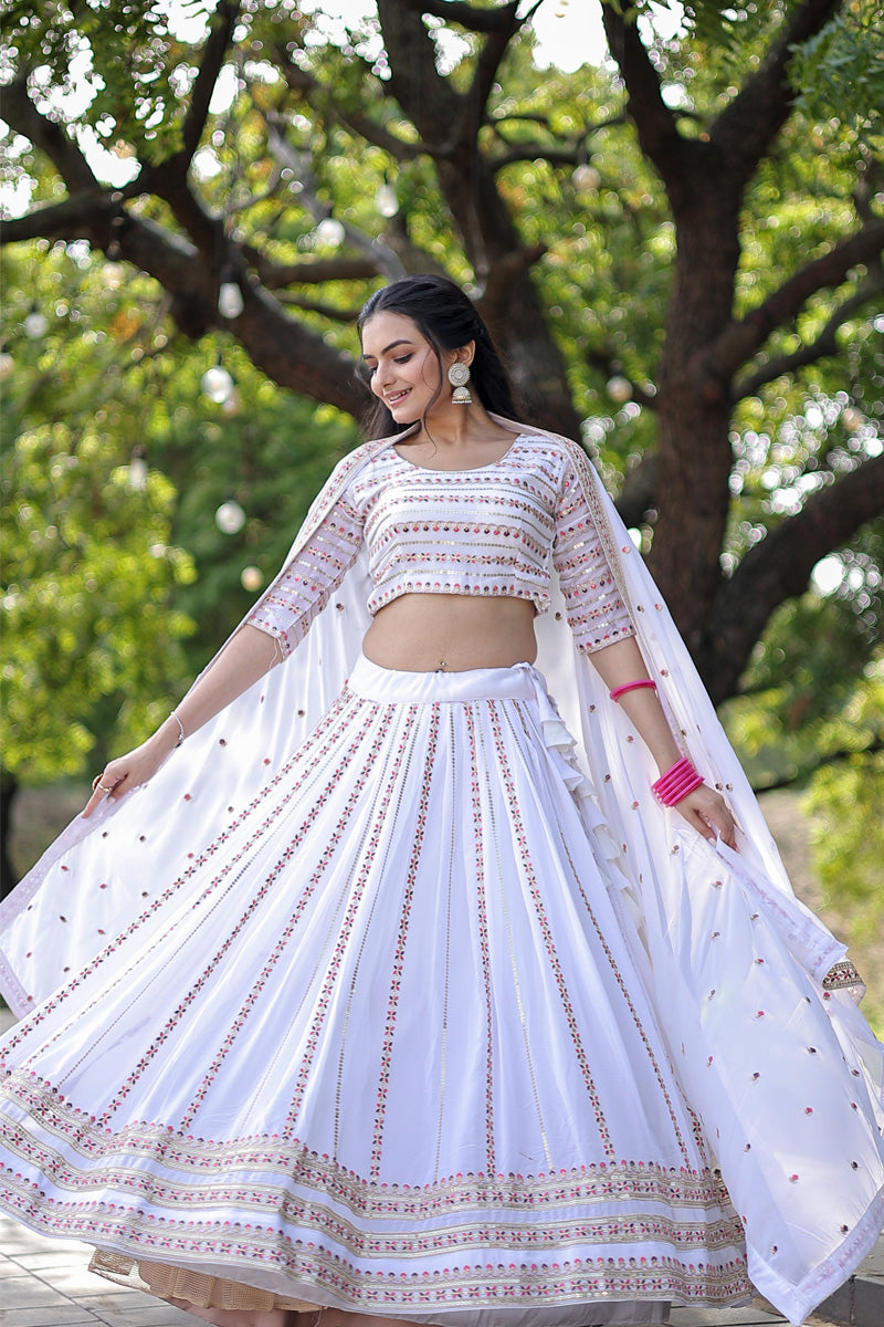 Faux Georgette White Color Amazing Lehenga Choli