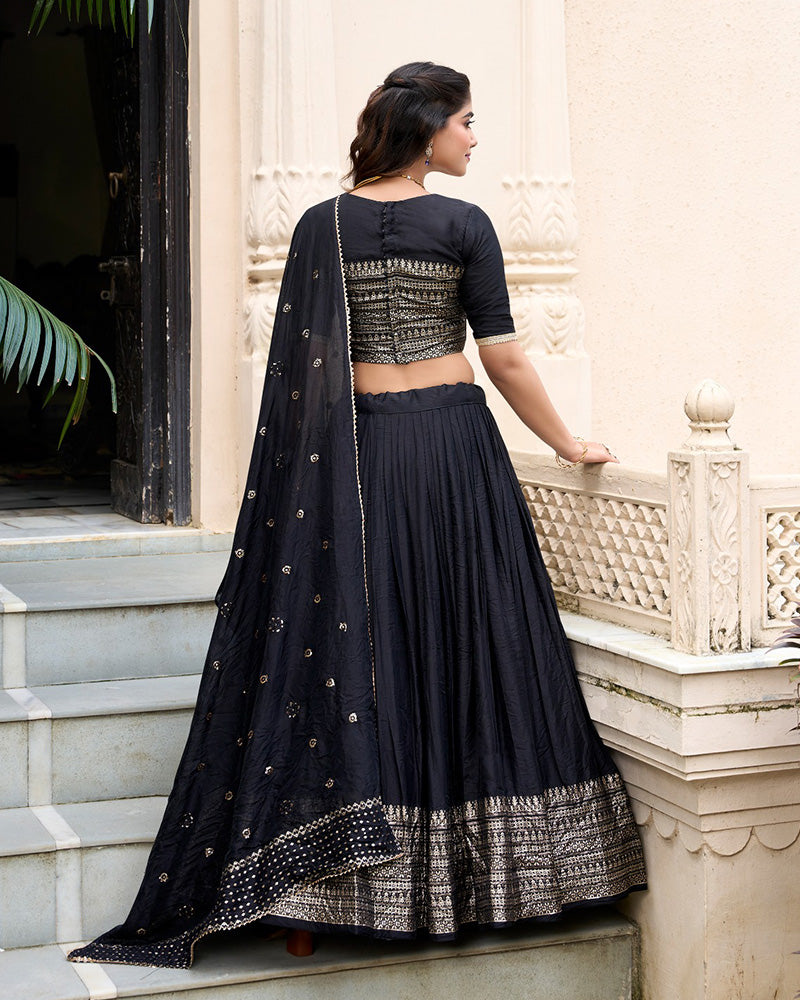 Black Color Pure Chanderi Zari Work lehenga Choli