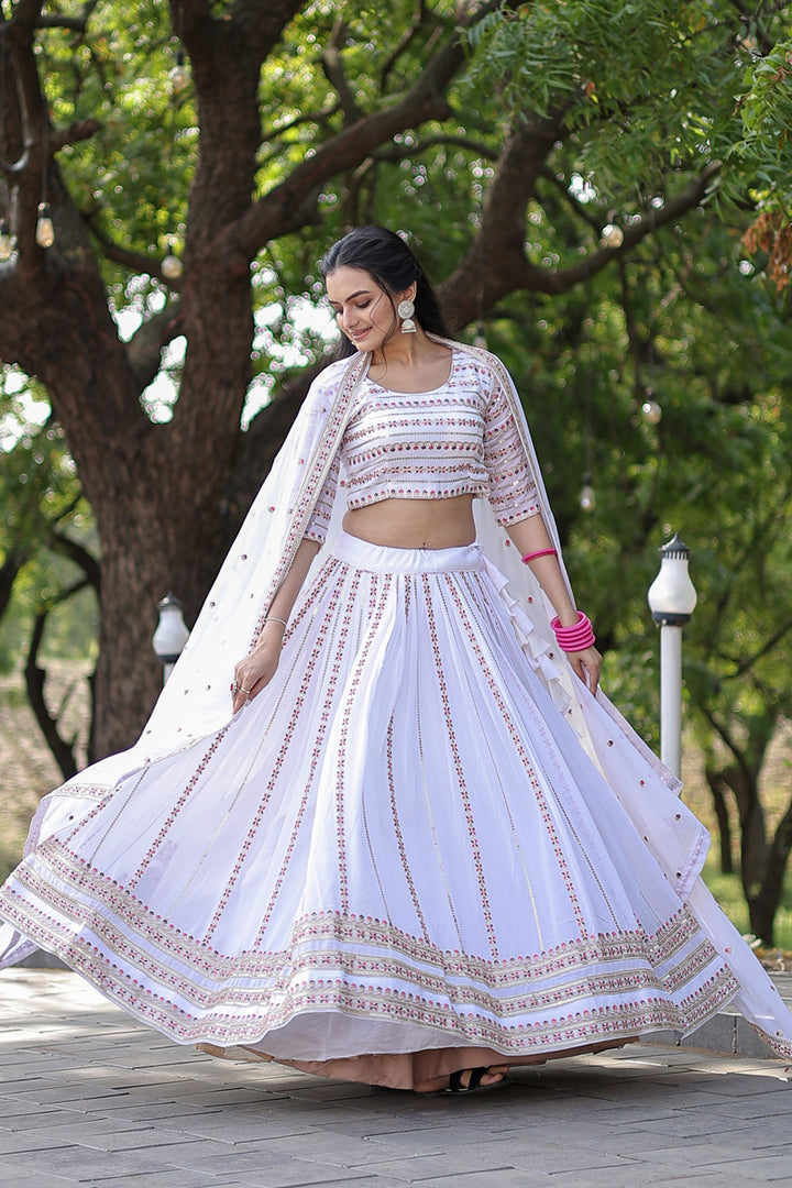 Faux Georgette White Color Amazing Lehenga Choli