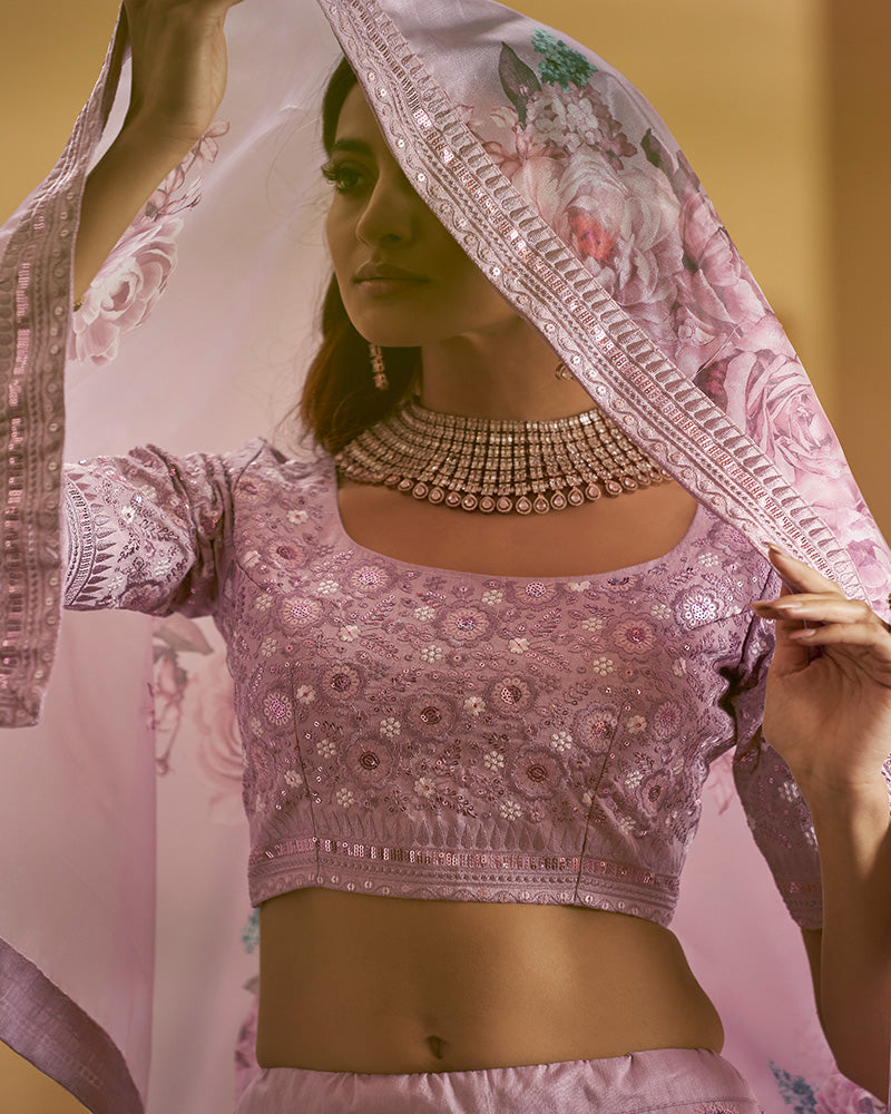 Dusty Pink Color Art Silk Designer Lehenga Choli