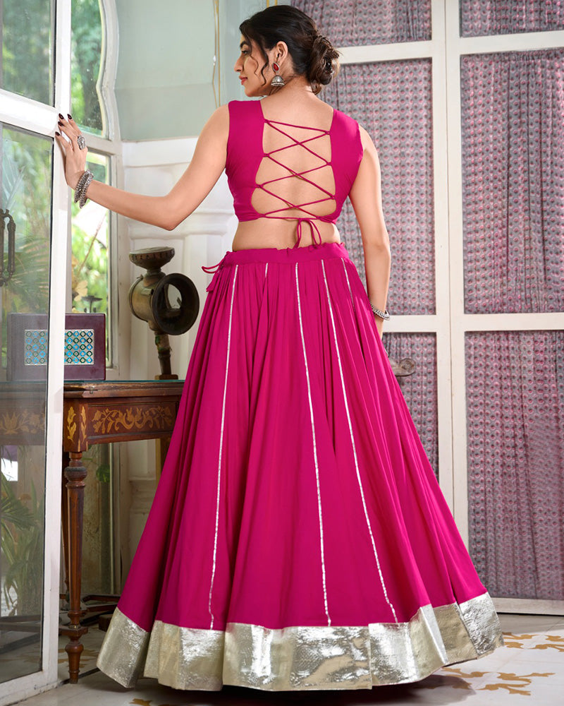 Pink Color Rayon Navratri Lehenga Choli