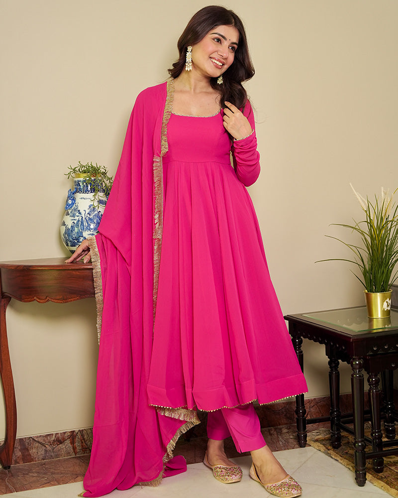 Rani pink Color Georgette Anarkali Suit