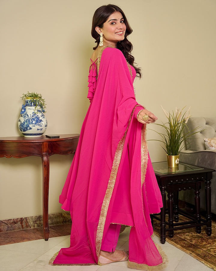 Rani pink Color Georgette Anarkali Suit