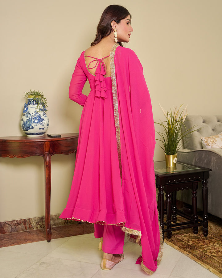 Rani pink Color Georgette Anarkali Suit