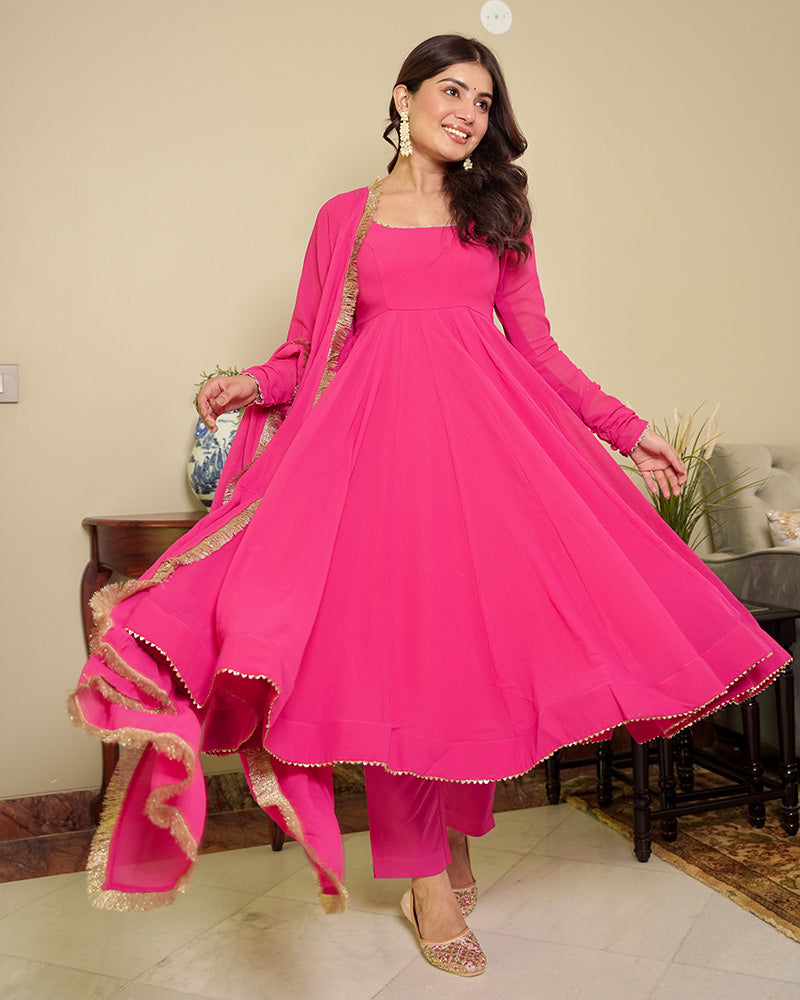 Rani pink Color Georgette Anarkali Suit