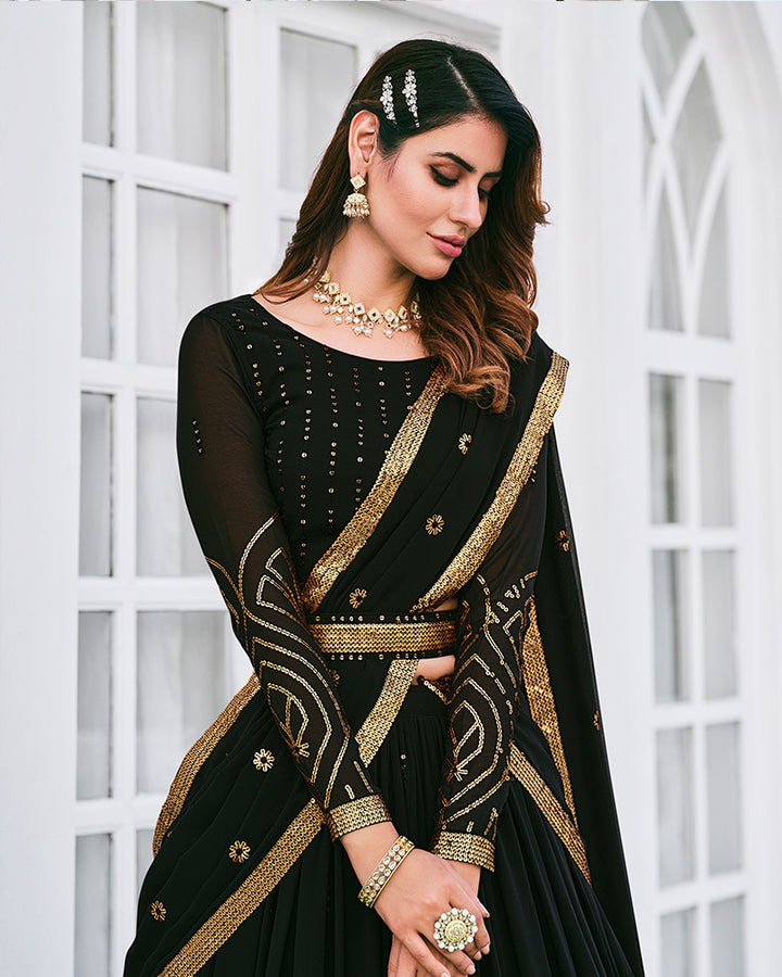 Black Color Georgette Designer Lehenga Choli