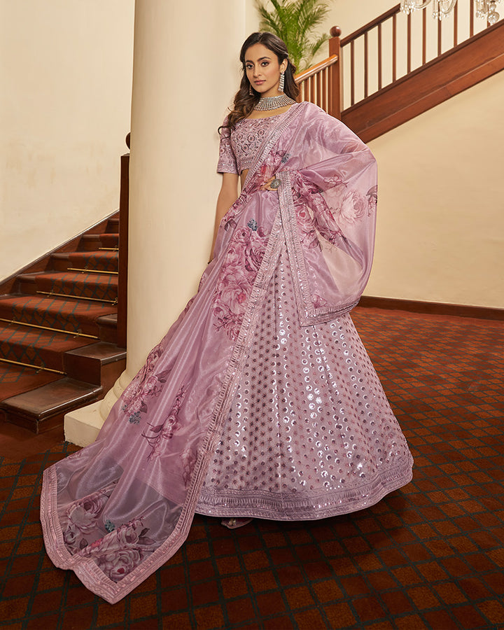 Dusty Pink Color Art Silk Designer Lehenga Choli