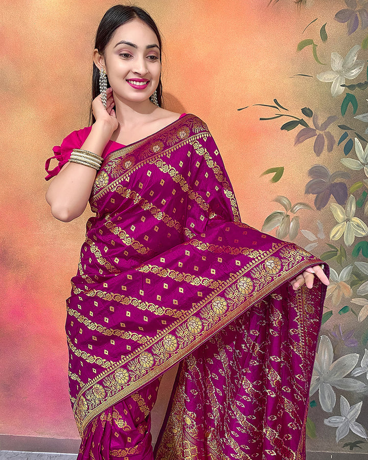 Designer Wine Color Dolla Silk Saree