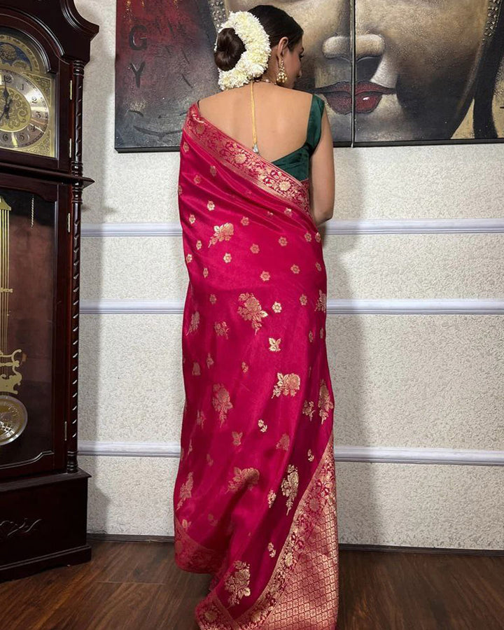 Designer Rani Pink Color Banarasi Soft Silk Saree