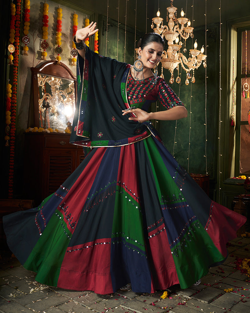 Multi Color Maslin cotton Printed Fully Stitched Navratri Lehenga Choli