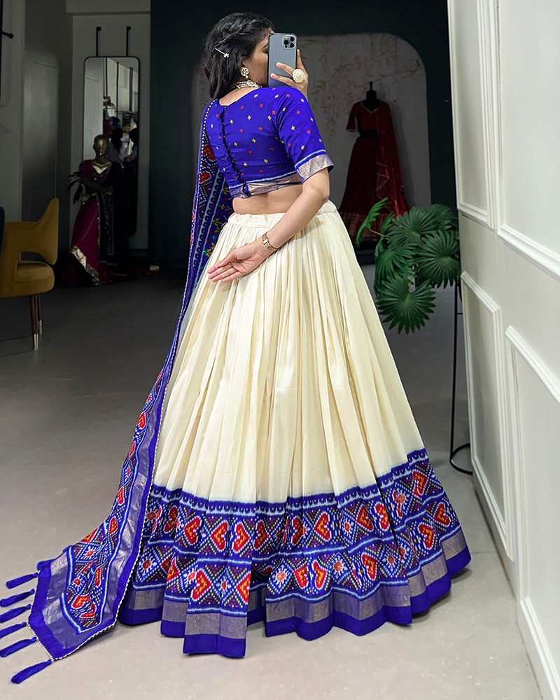 Patola Printed Royal Blue Color Tussar Silk Lehenga Choli