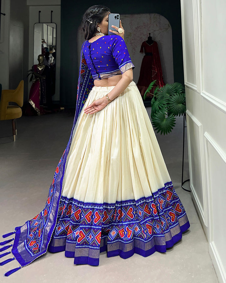 Patola Printed Royal Blue Color Tussar Silk Lehenga Choli