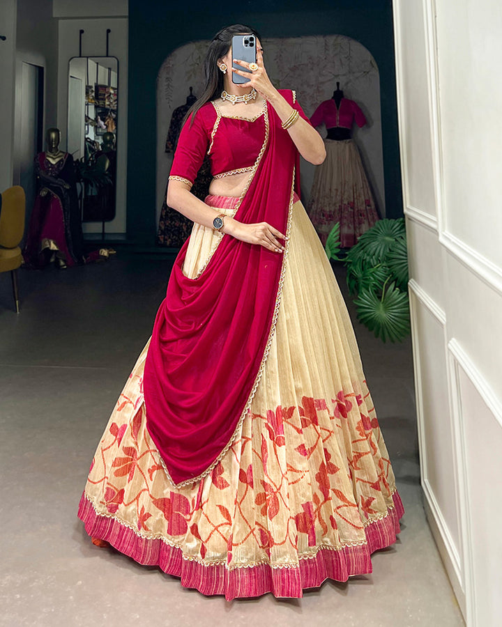 Pink Color Green Silk lehenga Choli