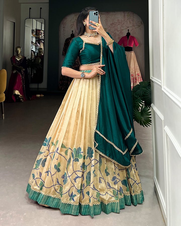 Teal Green Color Green Silk lehenga Choli